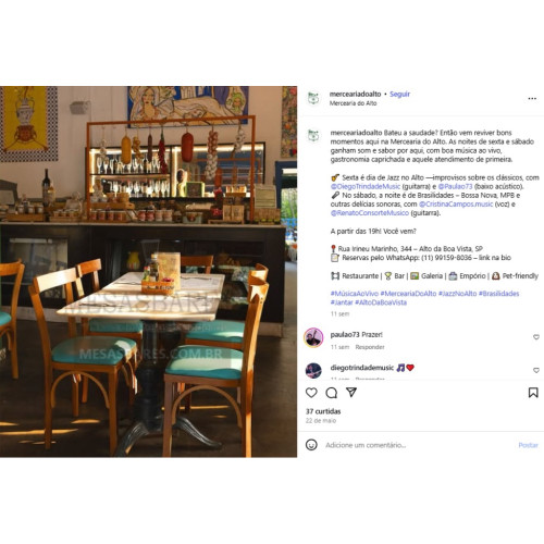 MesasBares |Cliente - Mercearia do Alto - Bar, Restaurante e Empório - Alto da Boa Vista, São Paulo - SP